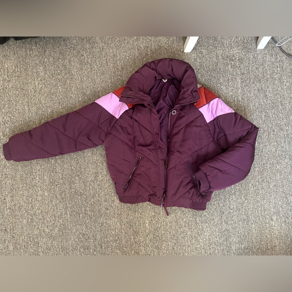 Free People Plum and Berry Puffer Jacket